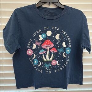 Navy Blue with Mushroom and Moon Design Shirt